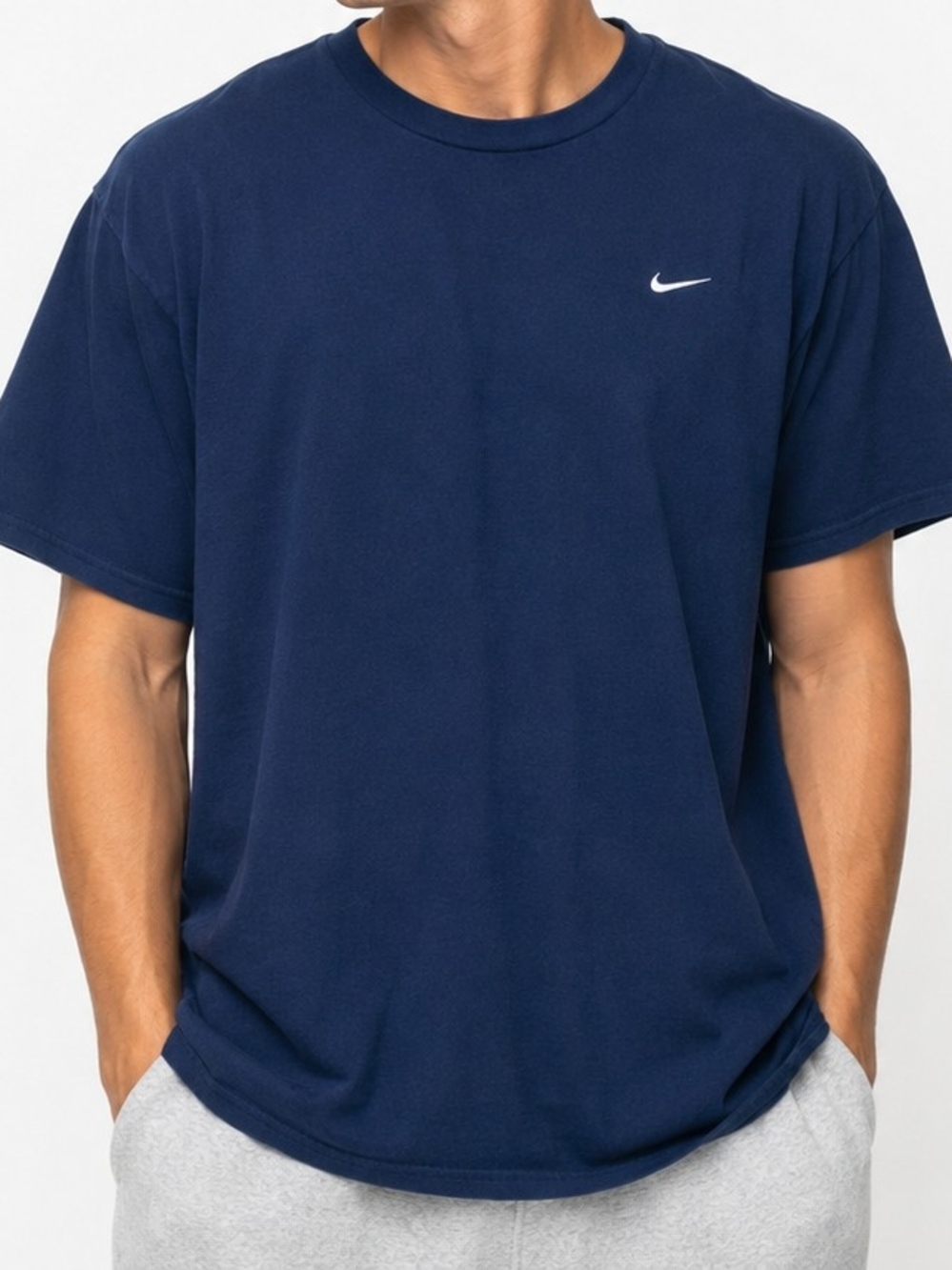 Nike Navy Embroidered Swoosh Tee Men's XL